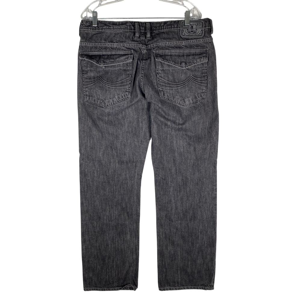Buffalo David Bitton Daran Slim Straight Jeans Men 35x29.5 Black Fade Grunge Y2K